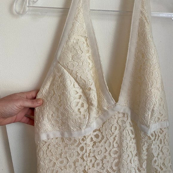 Ivory Halter-Style Watters Bridal Sweep Train Wedding Dress Size 12 - Picture 2 of 8